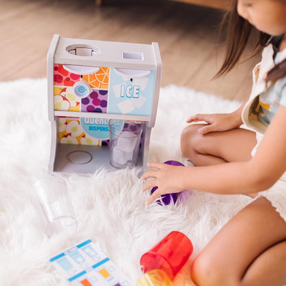 Melissa & Doug Wooden Drink Dispenser - Thirst Quencher with Juice Inserts & Ice Cubes | Preschool Learning Toy for Ages 3+