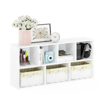 Furinno LUDER Book Shelf, 7-Cube Bookshelf, Bookcase with Open Shelves, 9.4 x 19.5 x 41.7, Easy Assembly, for Living Room, Bedroom, Home Office, White