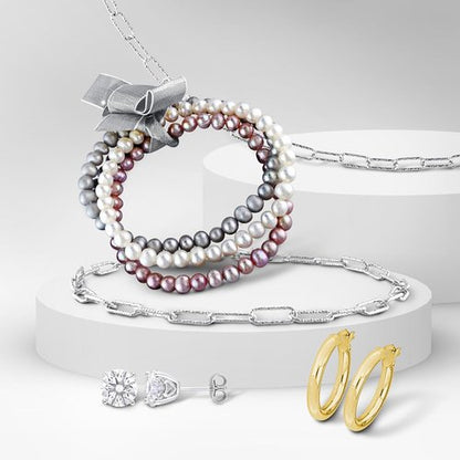 Five Day Jewelry Advent Calendar - Gold Plated Hoop Earrings, Sapphire Studs & Silver Bracelet Set