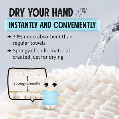 Sophie & Panda Fuzzy Ball Towel (Set of 2) White and Gray - Dry Your Hand Instantly conveniently with This Creative Bath Towel Set Decorative Towels for Bathroom (Pack of 2)