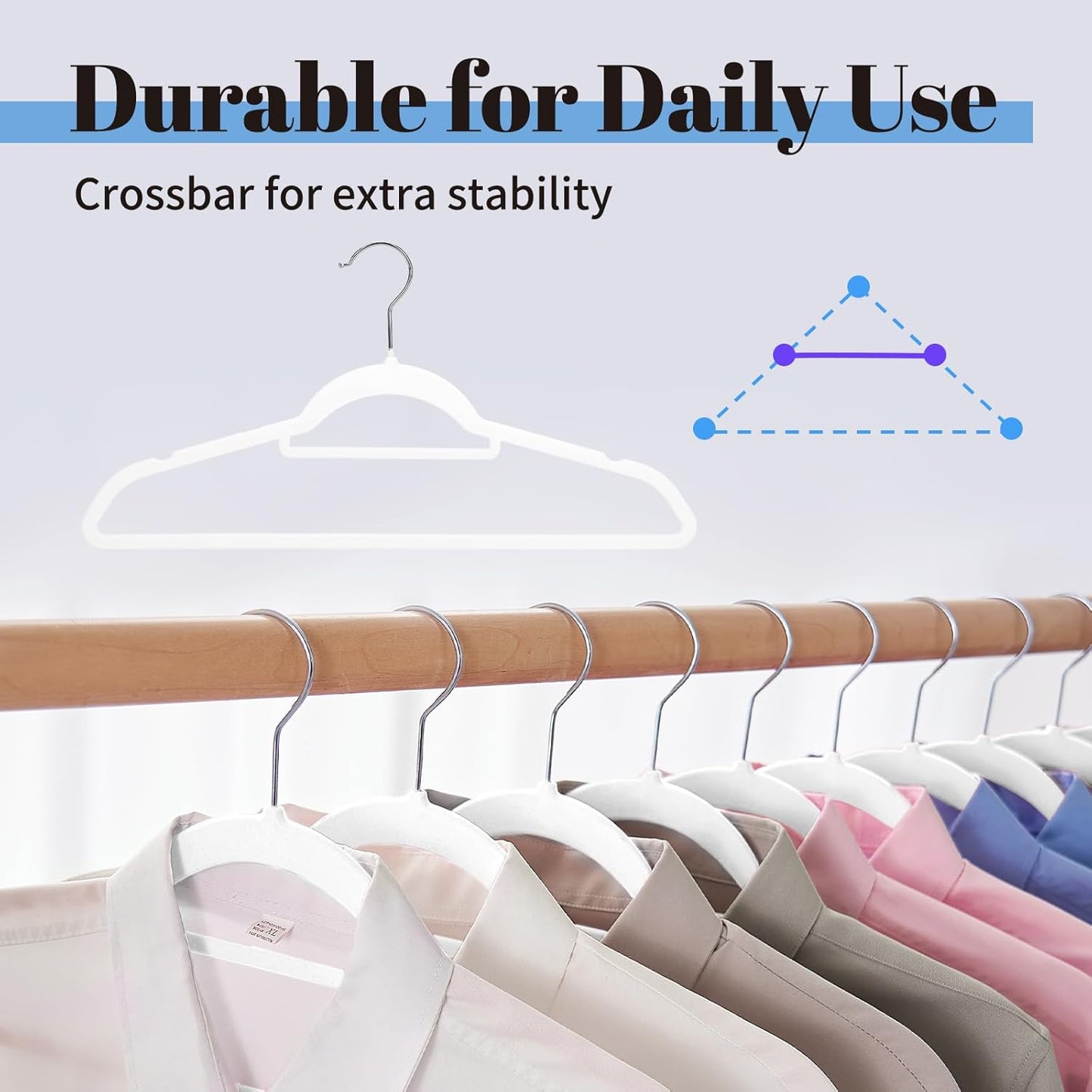 Smartor Velvet Hangers - Space-Saving Non-Slip Clothes Hangers with Tie Bar | 20-Pack Heavy Duty
