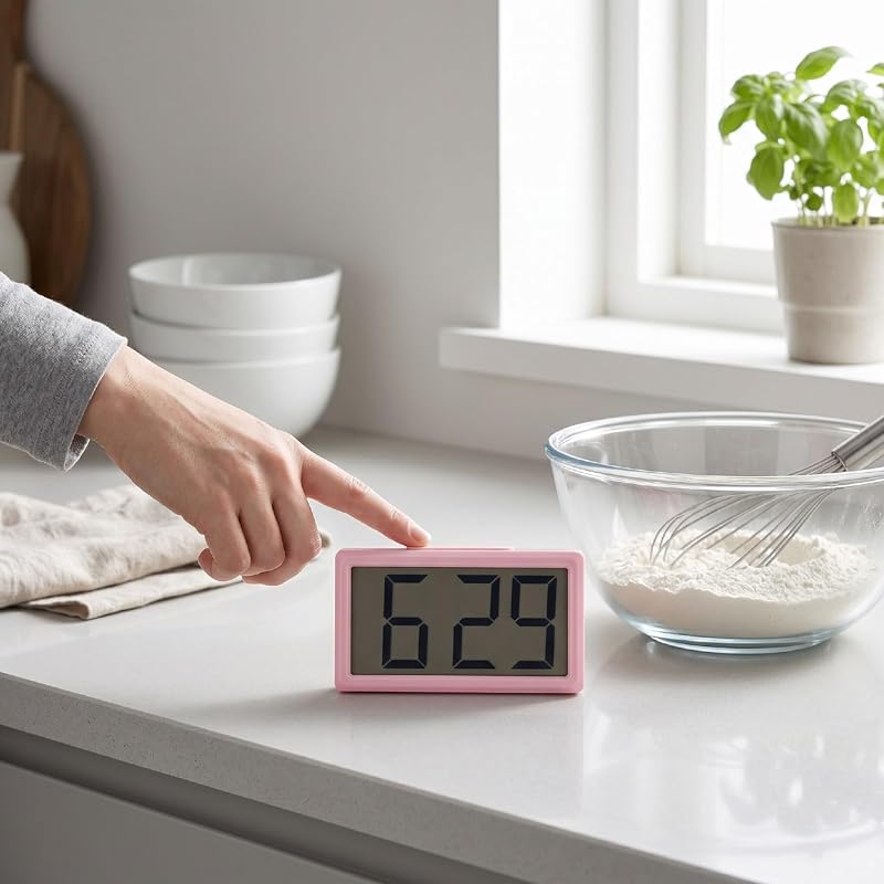 Pink Magnetic Digital Clock with Stand - 12 Hour Display, Desktop & Fridge Mount