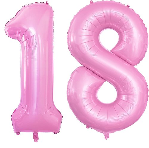 GOER Jumbo 42-Inch Number 18 Balloons - Sweet 18 Party Decorations in Light Pink