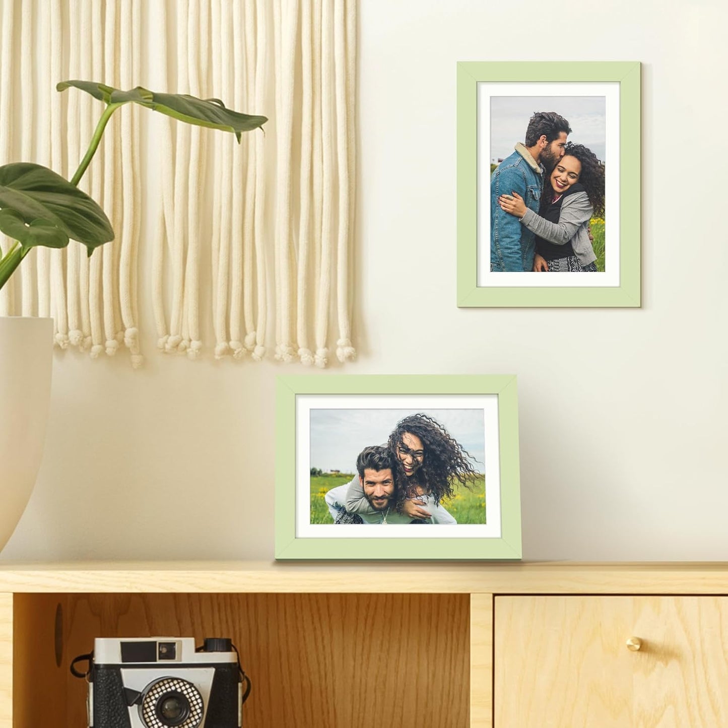Upsimples 5x7 Picture Frame - Versatile Display for 4x6 Photos with Mat or 5x7 Without - Green, 1 Pack