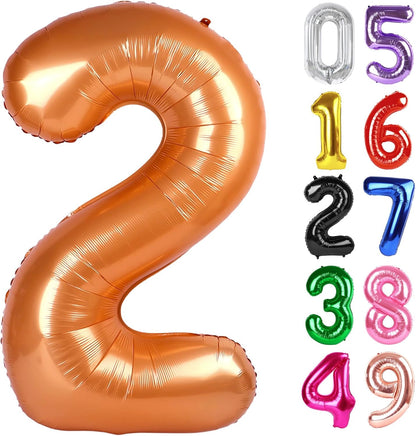 Orange Number 2 Balloon - 40 Inch 2nd Birthday Decoration for Toddlers | Sparkling Party Decor