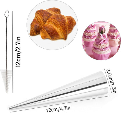 Skiennix 20-Piece Cream Horn Molds - Non-Stick Conical Cannoli Tubes with Cleaning Brush | 4.7-Inch Baking Forms