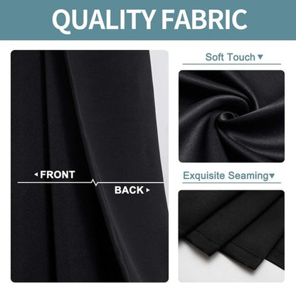 ChrisDowa Blackout Curtains - Thermal Insulated Room Darkening Panels, 2-Panel Set (Black, 52W x 95L)