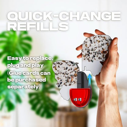 Flying Insect Trap - Indoor Light Fly Trap Captures Flies, Gnats & Moths | 1 Plug-In Device + 3 Refills