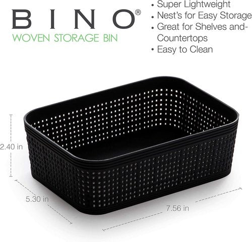 BINO Woven Plastic Basket - XS Black, 5-Pack | Stylish Home Organization & Space-Saving Storage