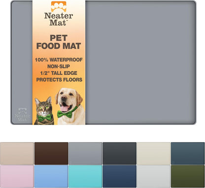 Neater Pet Brands Neater Mat | Waterproof BPA-Free Silicone Pet Food Mat - 19" x 12", Gunmetal Grey