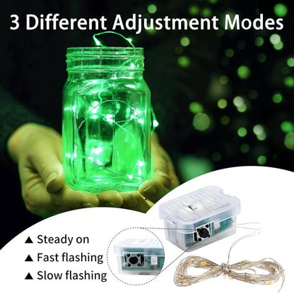 Green Fairy Lights - 100 Pack 7Ft 20 LED Twinkle String Lights | Battery Operated & Waterproof for Holidays