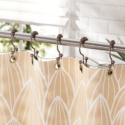 Amazer Shower Curtain Rings, Stainless Steel Shower Curtain Hooks Rings, 12 Pcs Double Glide Shower Rings for Bathroom Shower Curtain Rods Dual Rust-Resistant Shower Hooks, Bronze