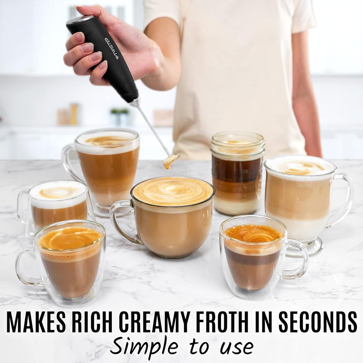 ZK Milk Frother Twister - Black Silver