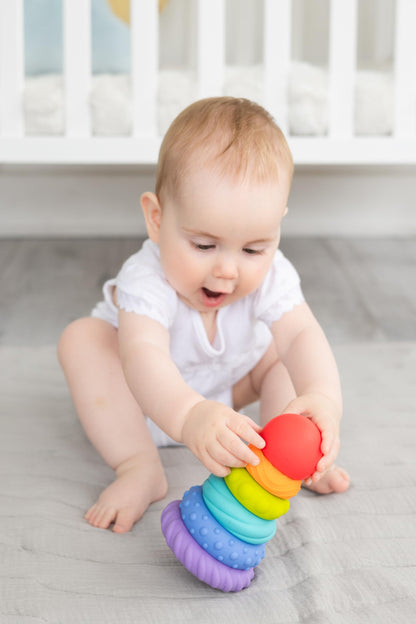 Ubbi Baby Teether Totter, Multi-Textured Food-Grade Silicone Teething Toy, 6 Piece Set, Early Development Toy