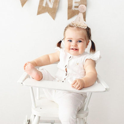 Regine Switzerland Lace 1/2 Birthday Hat - Sweet Floral Princess Crown for 6-Month Celebration