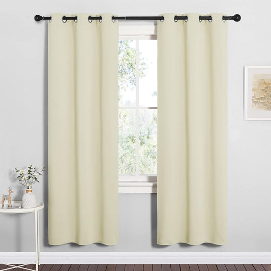 NICETOWN Blackout Curtains - Thermal Insulated Drapes for Bedroom & Living Room | 34" x 72" Beige