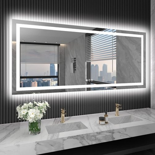 LOAAO LED Bathroom Mirror - 72x32 Inch, Dimmable, Anti-Fog, Shatter-Proof, Backlit & Front Lit