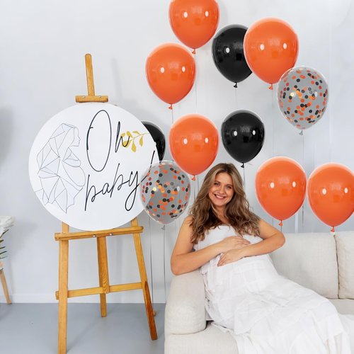68Pcs Black and Orange Balloons | 12-Inch Latex Set with Confetti Ribbons for Halloween & Graduation Decor
