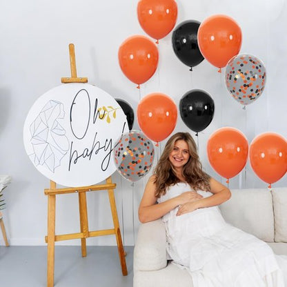 68Pcs Black and Orange Balloons | 12-Inch Latex Set with Confetti Ribbons for Halloween & Graduation Decor