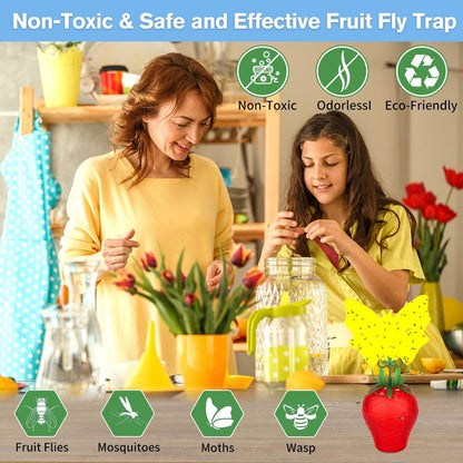 Skiennix Fruit Fly Traps - Safe & Effective Gnat Killer for Home Plants | Durable Sticky Insect Trap