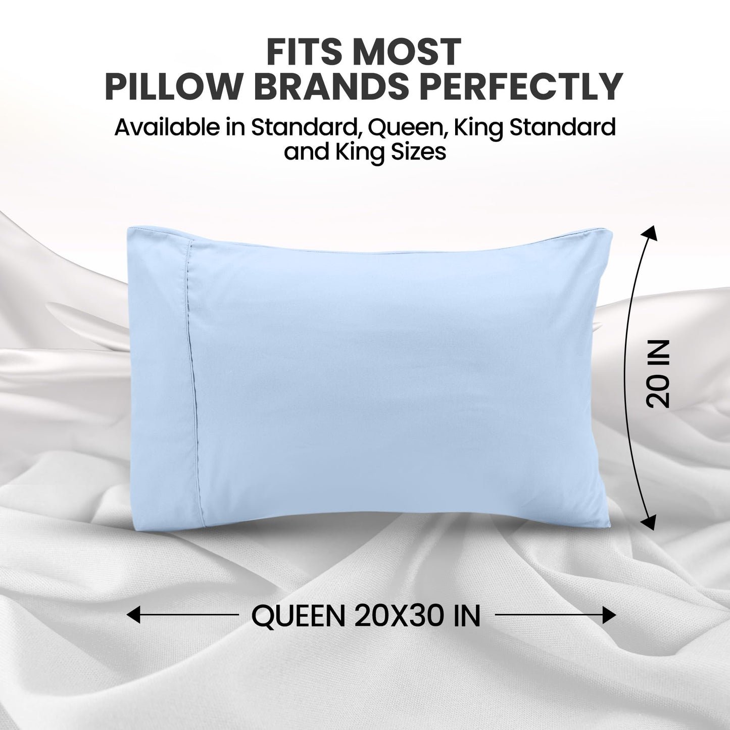 Utopia Bedding Pillow Cases Standard Size 2-Pack – Soft Brushed Microfiber – Envelope Closure – Perfect for Hospitals, Hotels, Guest Rooms – Oeko-TEX Certified, 20x26 Inches (Ice Blue)