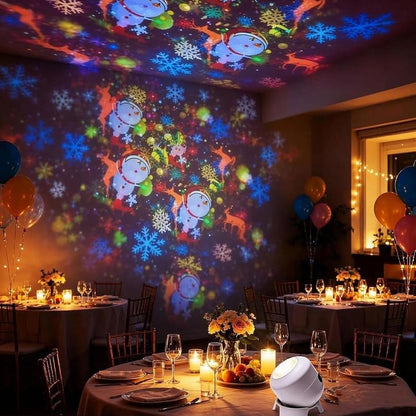 Dynamic Rotating LED Projector Light - USB Rechargeable Christmas Night Sky Projection for Kids Room