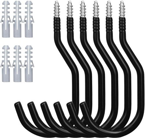 HORUSDY Heavy Duty Bike Hooks - 6 Pack, 7.5 Inches, 100LBS Capacity for Garage Storage