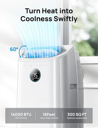DREO 14000 BTU Portable Air Conditioner - 3-in-1 Cooling, Fan & Dehumidifier | Smart Control & Timer