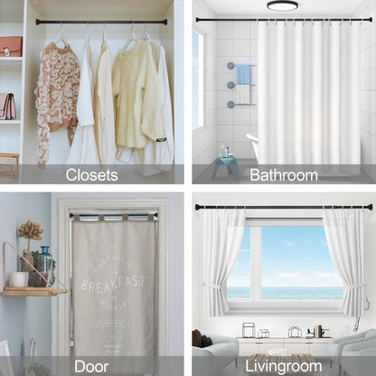 Thestoa Shower Curtain Rod Adjustable 43-78 inch, 1"Diameter Spring Tension Curtain Rod No Drill, Anti-Rust Non-Slip Shower Rod, Black Shower Curtain Rod for Bathroom Tension