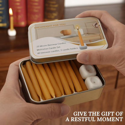 Skiennix Mini Candles Set - 40Pcs 2.6 Inch Beeswax Taper Candles | Smokeless & Dripless for Meditation & Home Decor - Yellow