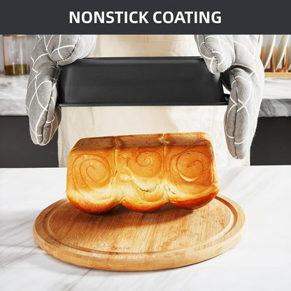 CasaCulina 5-Piece Nonstick Baking Pans Set - Round/Square Cake Pan, Muffin & Loaf Pans, Black