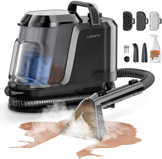 Uwant Carpet Cleaner Machine - 18Kpa Powerful Suction | Steam & Hot/Cold Water System for Pets & Upholstery