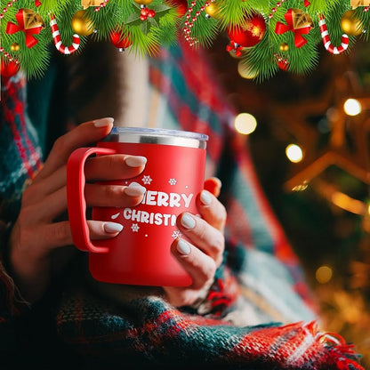Umigy 12-Piece 17oz Christmas Coffee Mugs Set with Lids & Straws - Variation: Cute