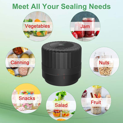 VP06+ Mason Jar Vacuum Sealer - Electric Handheld Food Storage Sealer for Wide & Regular Mouth Jars | Black