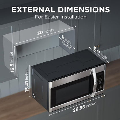 BLACK+DECKER Over The Range Microwave Oven - 1000 Watts, 400 CFM, 1.9 Cu.ft Capacity, Auto Cooking