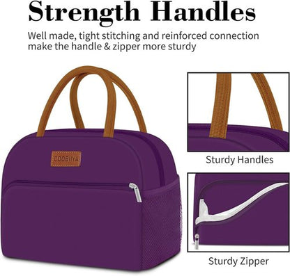 Coobiiya Insulated Lunch Bag - Cute & Leakproof Tote for Work, Office, or Travel | Large Capacity - Purple