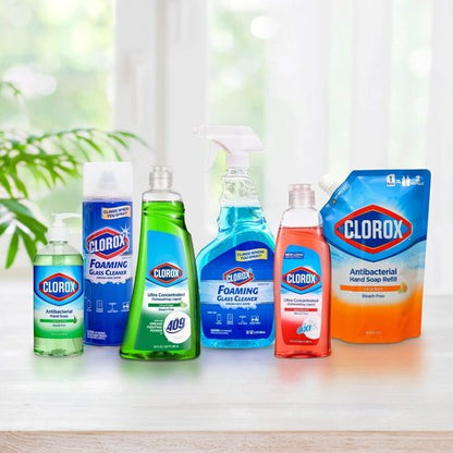 Clorox Foaming Glass Cleaner Trigger Spray, Streak Free No Drip Formula for Windows, Mirrors, and Glass Surfaces, All Purpose Household Cleaning Spray in Fresh Scent, 32 Ounce - 2 Pack