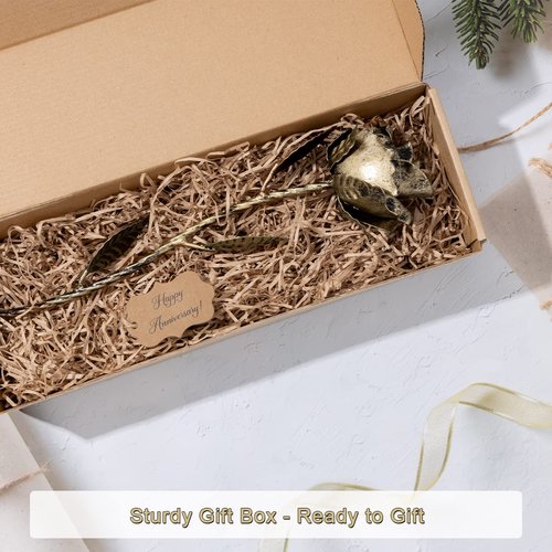 Bronze Anniversary 8 Year Gifts - Metal Rose 8th Anniversary for Her Bronze Gift, Everlasting Rose for 8 Year Wedding Anniversary, Handcrafted Bronze Stained 8 Anniversary for Wife Eternal Artwork