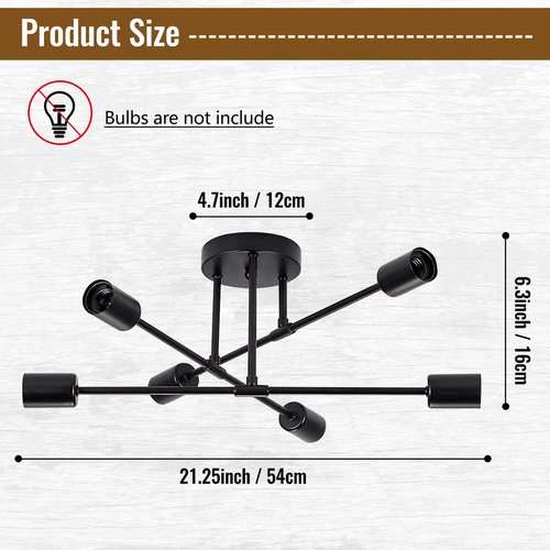 Ceiling Light Fixture, 6-Light Ceiling Light Chandelier, Modern Dinning Room Light Fixture, Sputnik Light Fixtures Ceiling Mount, Ceiling Light Fixtures Semi Flush Mount Light Fixture for Living Room