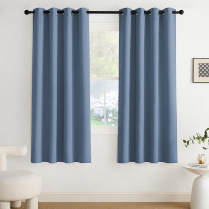 NICETOWN Blackout Curtains Grommet 2 Panels 72 Inches Long, Stone Blue