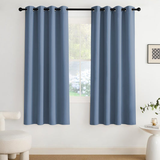 NICETOWN Blackout Curtains Grommet 2 Panels 72 Inches Long, Stone Blue