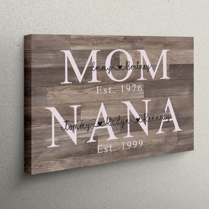 SHAANT Personalized Mother's Day Canvas | Custom Photo Wall Art for Mom & Grandma - Unique Gift with Kid's Name & Year