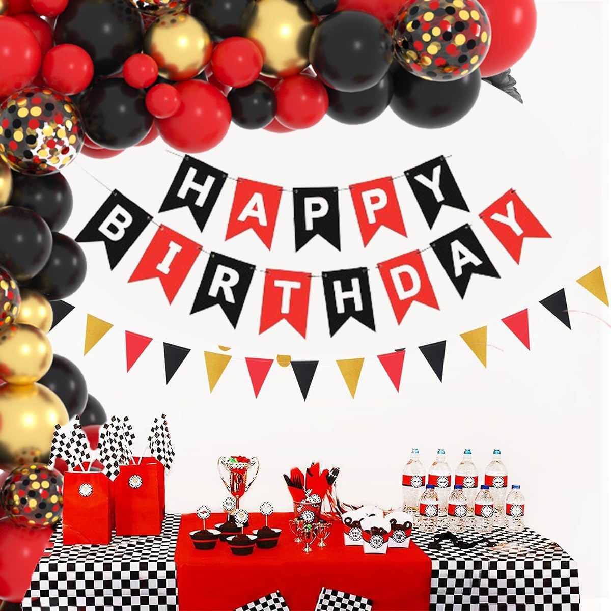 Red Black Gold Balloon Garland Arch Kit - Perfect for Casino, Birthday, Bachelorette & Graduation Celebrations