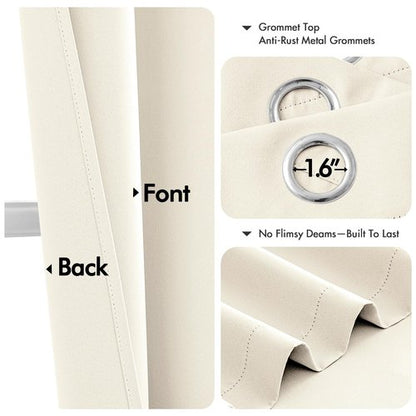 MIULEE Beige White Blackout Curtains for Bedroom Living Room 45 Inches Long 2 Panels, Thermal Insulated Room Darkening Drapes Solid Grommet Noise Reduction Light Blocking Window Treatments 40x45 Inch