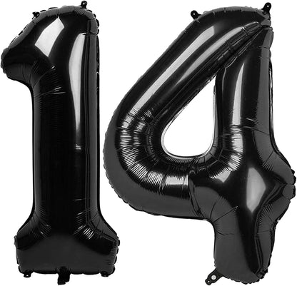 Skiennix 40-Inch Black Number 14 Foil Balloon - Perfect for Birthday, Wedding & Engagement Celebrations