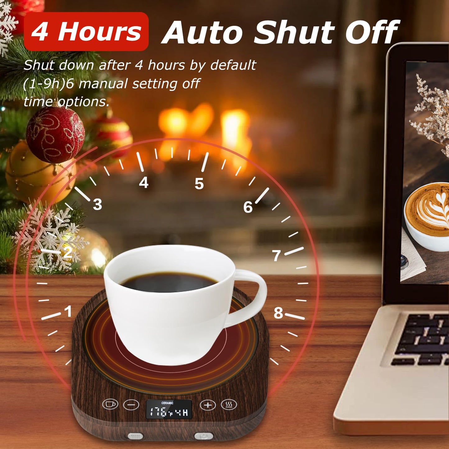 PUSEE Candle Mug Warmer Electric,Auto On/Off Gravity-Induction Coffee Mug Warmer with 9 Temp Settings,1-9 Timer Candle Melter Warmer Beverage Coffee Warmer Practical Portable Warmer for Home & Office