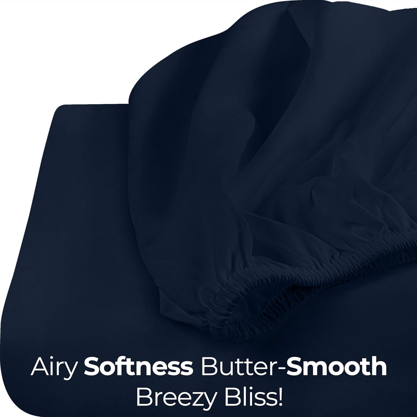 Utopia Bedding Twin Fitted Sheet - Soft Microfiber - Deep Pocket Design - Navy Color - Easy Care