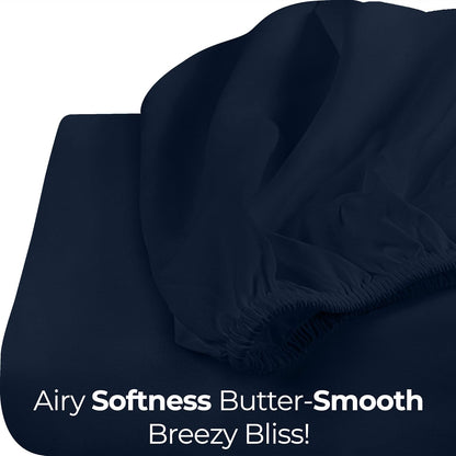 Utopia Bedding Twin Fitted Sheet - Soft Microfiber - Deep Pocket Design - Navy Color - Easy Care