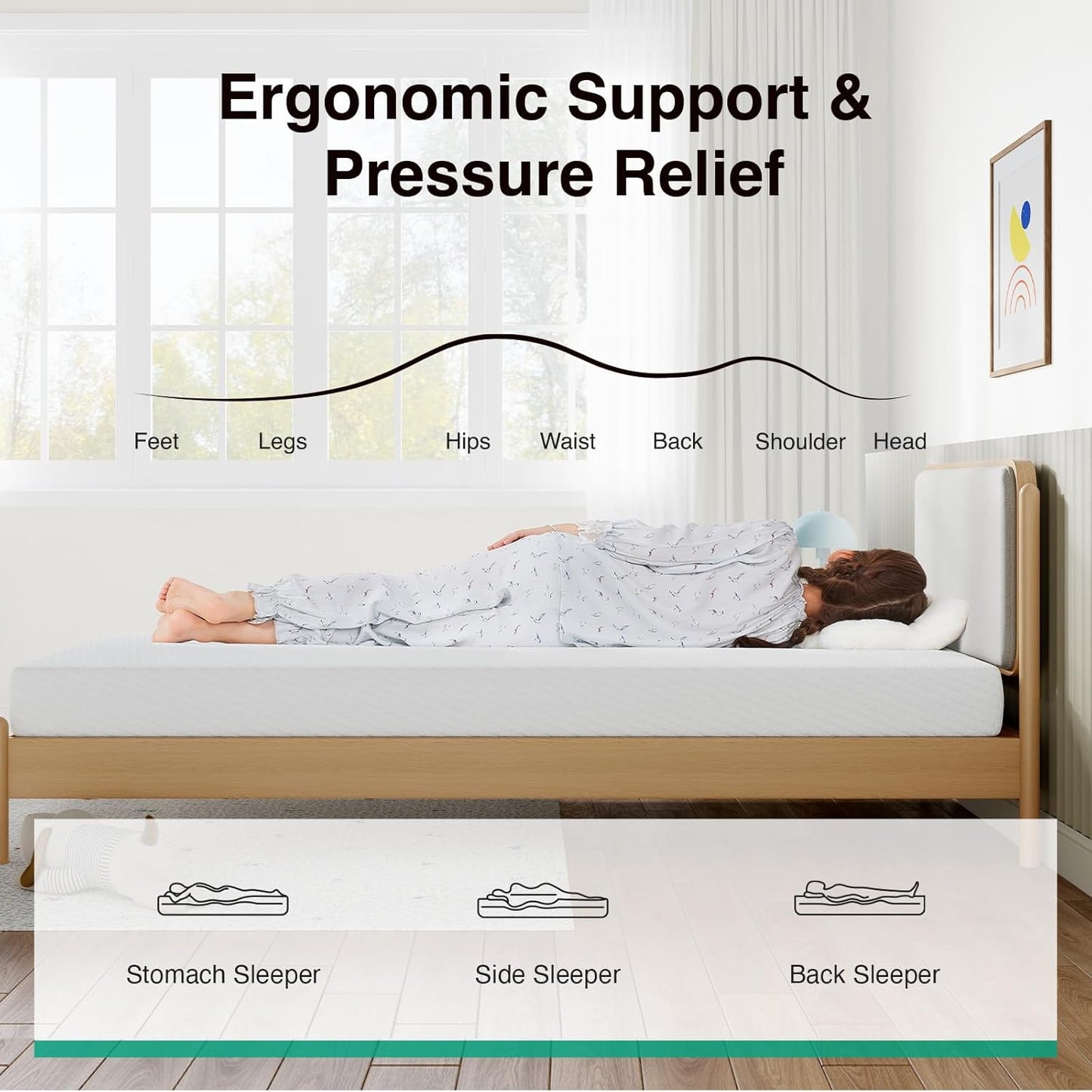 Novilla 8 Inch Queen Memory Foam Mattress - Breathable Comfort & High-Density Support Foam for Pressure Relief