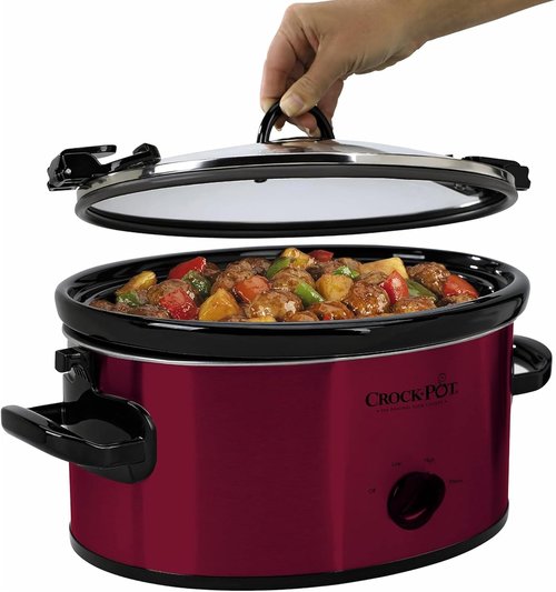 Crock-Pot 6-Quart Manual Portable Slow Cooker - Red Cook & Carry Design for Easy Transport